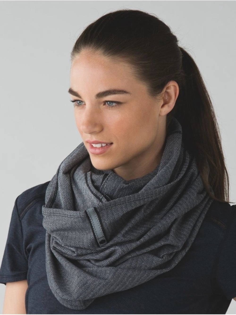 Lululemon Vinyasa Scarf Heathered Herringbone Heathered Slate Black Rulu